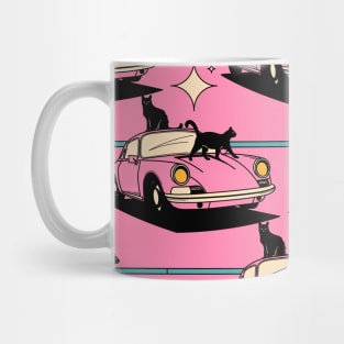 Cool Car Black Cat Pattern in pink Mug
